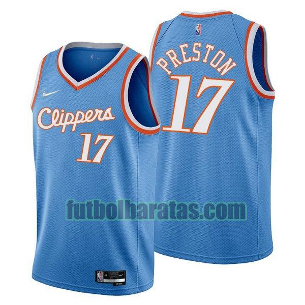 camiseta 2021-2022 jason preston 17 los angeles clippers azul hombre