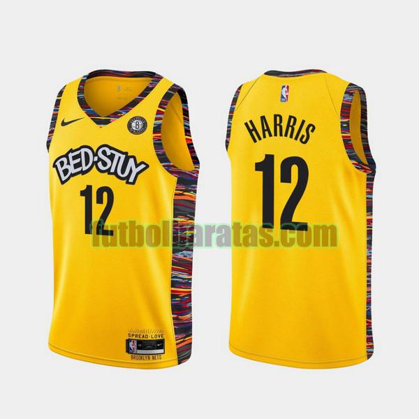 camiseta 2021-2022 joe harris 12 brooklyn nets amarillo hombre