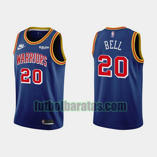 camiseta 2021-2022 jordan bell 20 golden state warriors azul hombre