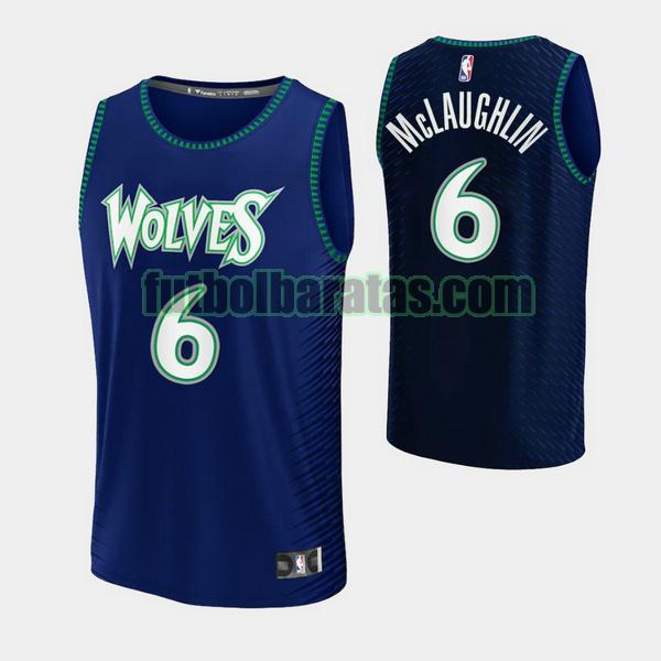 camiseta 2021-2022 jordan mclaughlin 6 minnesota timberwolves azul hombre