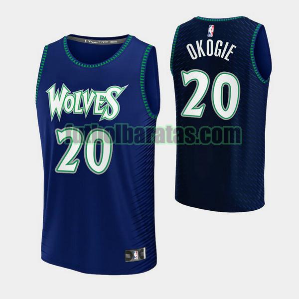 camiseta 2021-2022 josh okogie 20 minnesota timberwolves azul hombre