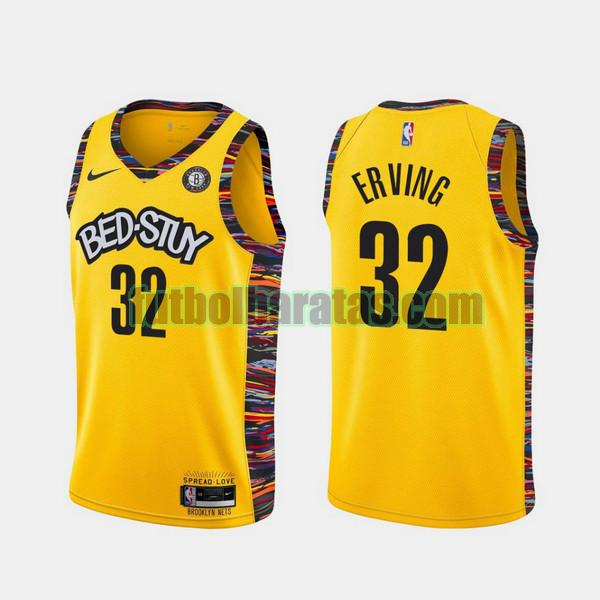 camiseta 2021-2022 julius erving 32 brooklyn nets amarillo hombre