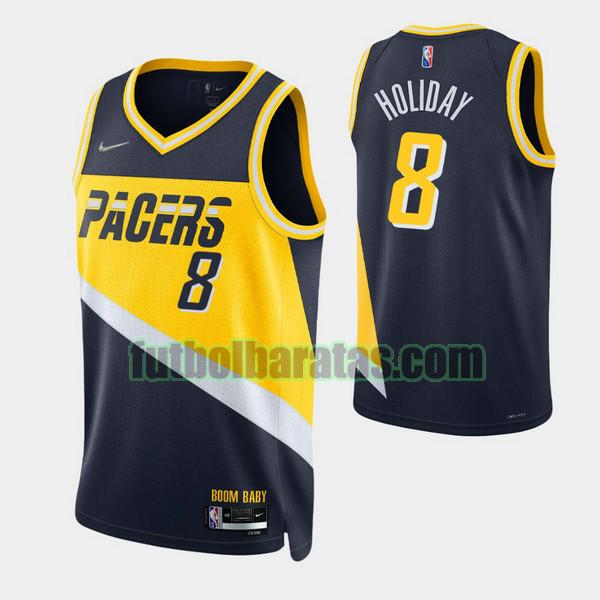 camiseta 2021-2022 justin holiday 8 indiana pacers navy hombre