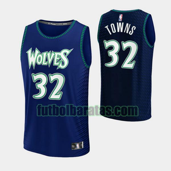 camiseta 2021-2022 karl+anthony towns 32 minnesota timberwolves azul hombre