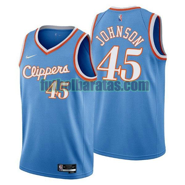 camiseta 2021-2022 keon johnson 45 los angeles clippers azul hombre