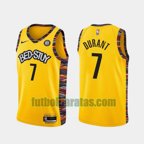 camiseta 2021-2022 kevin durant 7 brooklyn nets amarillo hombre