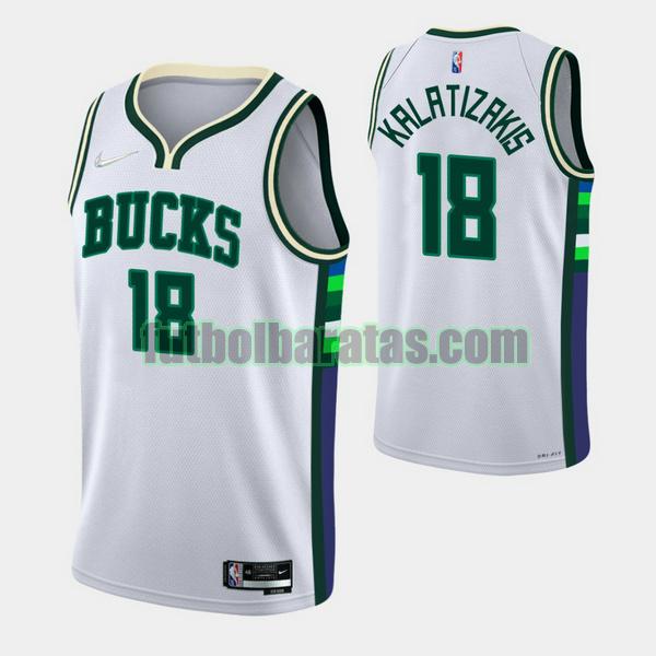 camiseta 2021-2022 krlatizrkis 18 milwaukee bucks blanco hombre