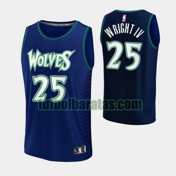 camiseta 2021-2022 mckinley wright iv 25 minnesota timberwolves azul hombre