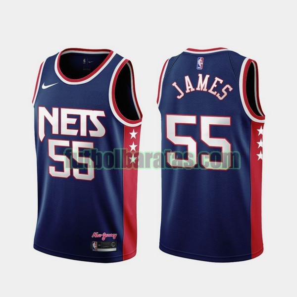 camiseta 2021-2022 mike james 55 brooklyn nets azul hombre