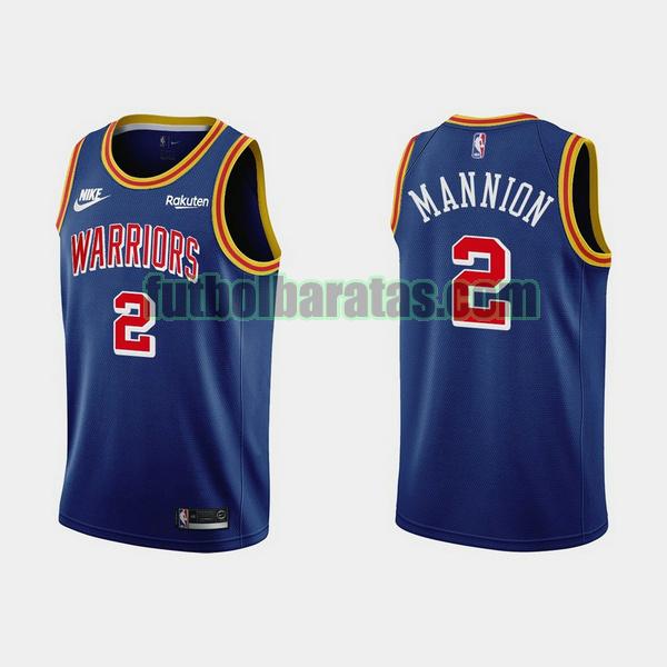 camiseta 2021-2022 nico mannion 2 golden state warriors azul hombre