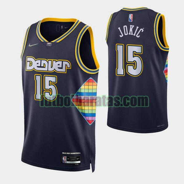 camiseta 2021-2022 nikola jokic 15 denver nuggets navy hombre