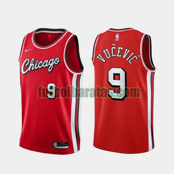 camiseta 2021-2022 nikola vucevic 9 chicago bulls rojo hombre