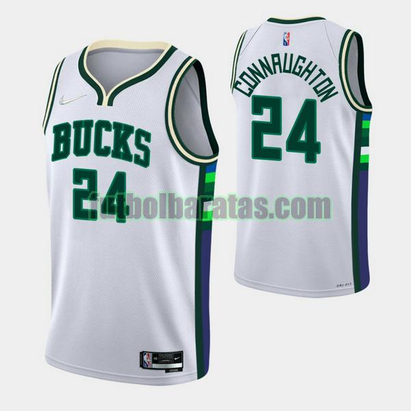 camiseta 2021-2022 pat connaughton 24 milwaukee bucks blanco hombre