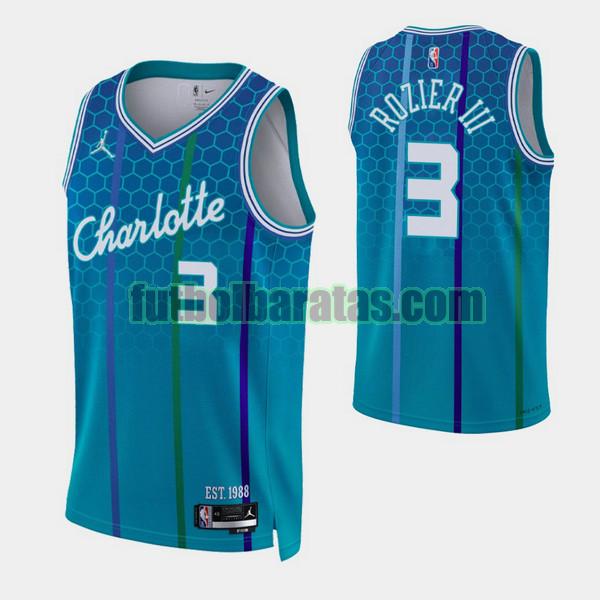 camiseta 2021-2022 terry rozier 3 charlotte hornets azul hombre