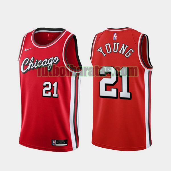 camiseta 2021-2022 thaddeus young 21 chicago bulls rojo hombre