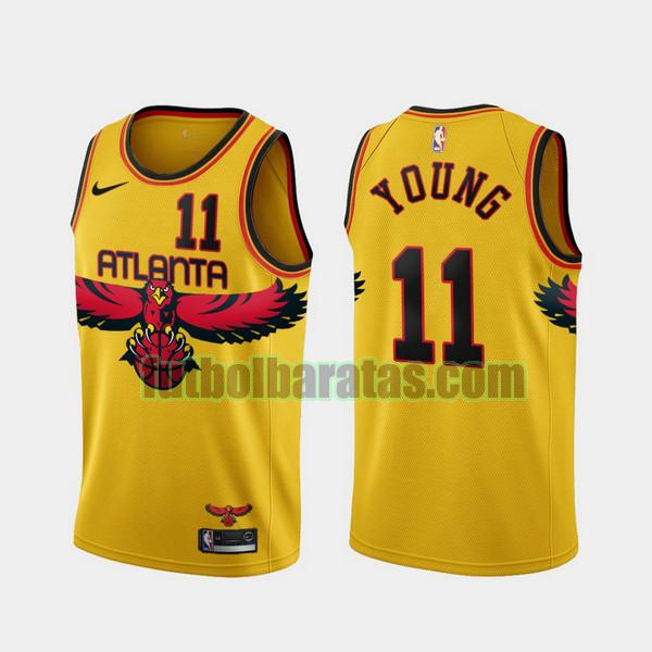 camiseta 2021-2022 trae young 11 atlanta hawks amarillo hombre