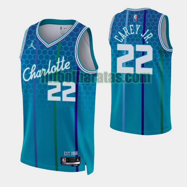 camiseta 2021-2022 vernon carey jr. 22 charlotte hornets azul hombre