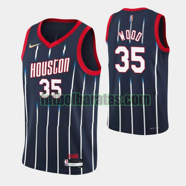 camiseta 2021 2022 christian wood 35 houston rockets negro hombre