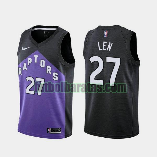 camiseta 2021 alex len 27 toronto raptors negro violeta hombre