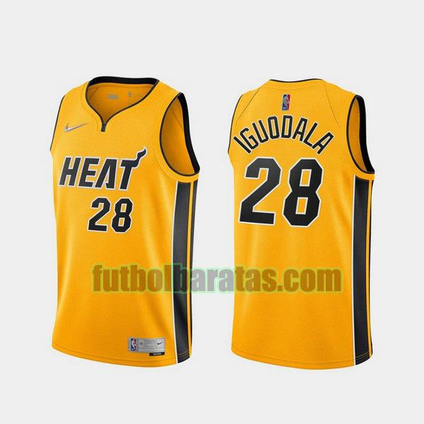 camiseta 2021 andre iguodala 28 miami heat amarillo hombre