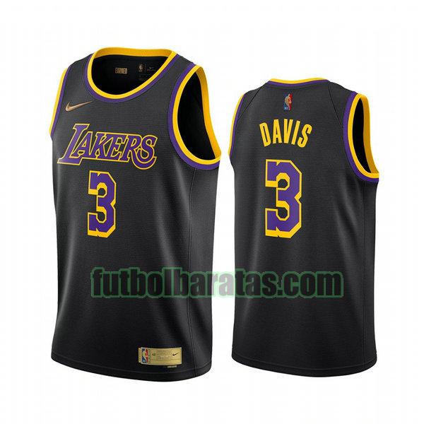 camiseta 2021 anthony davis 3 los angeles lakers negro hombre