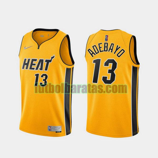 camiseta 2021 bam adebayo 13 miami heat amarillo hombre