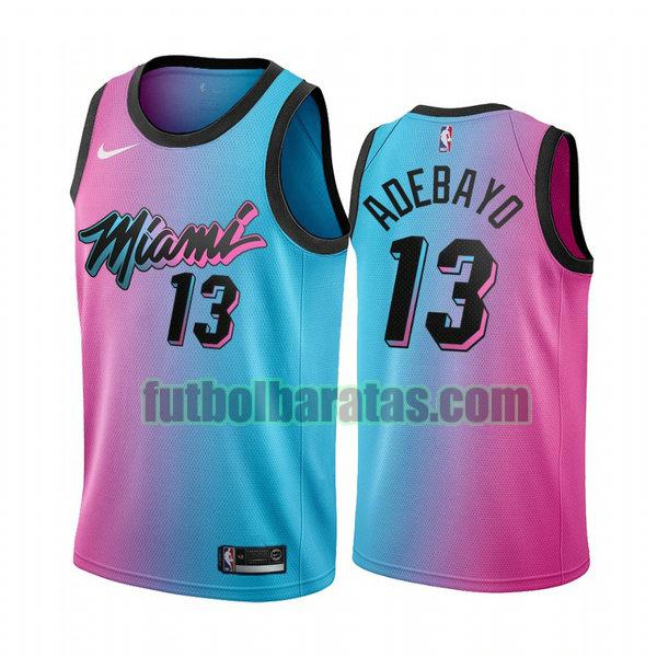 camiseta 2021 bam adebayo 13 miami heat rosa hombre