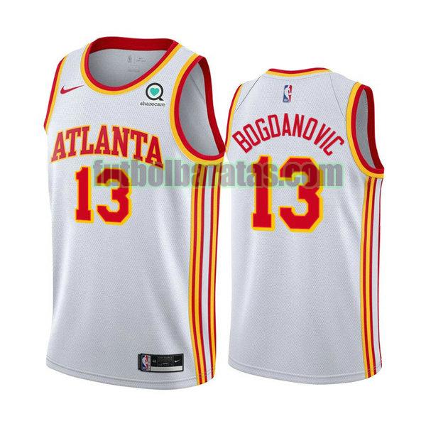 camiseta 2021 bogdan bogdanovic 13 atlanta hawks bianca hombre