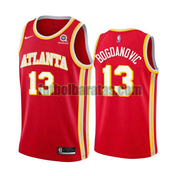 camiseta 2021 bogdan bogdanovic 13 atlanta hawks rojo hombre