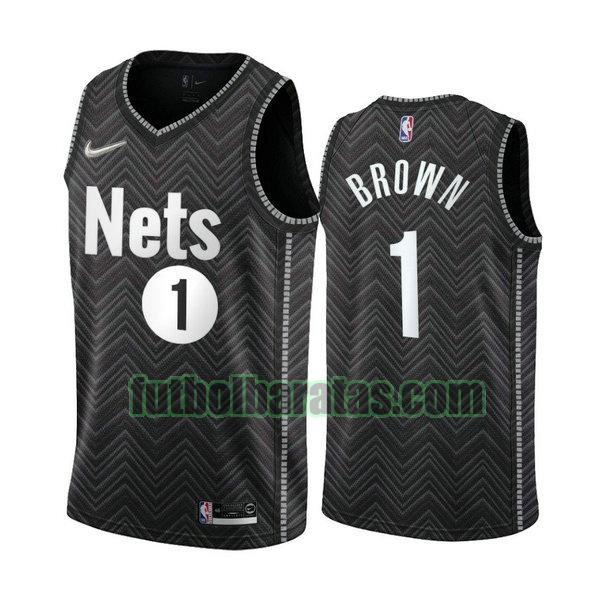 camiseta 2021 bruce brown 1 brooklyn nets negro hombre