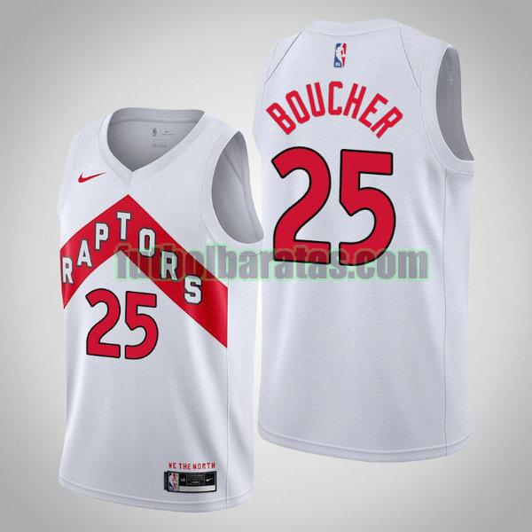 camiseta 2021 chris boucher 25 toronto raptors blanco hombre