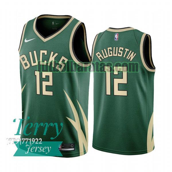 camiseta 2021 d.j. augustin 12 milwaukee bucks verde hombre