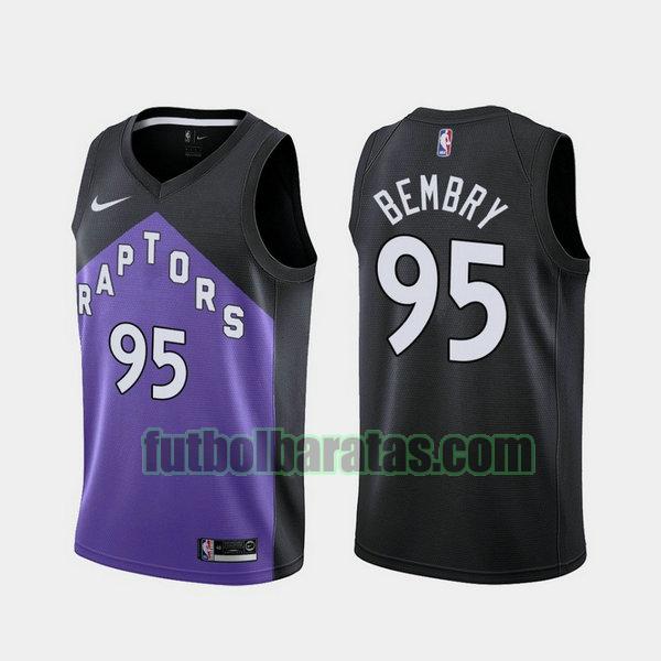 camiseta 2021 deandre' bembry 95 toronto raptors negro violeta hombre