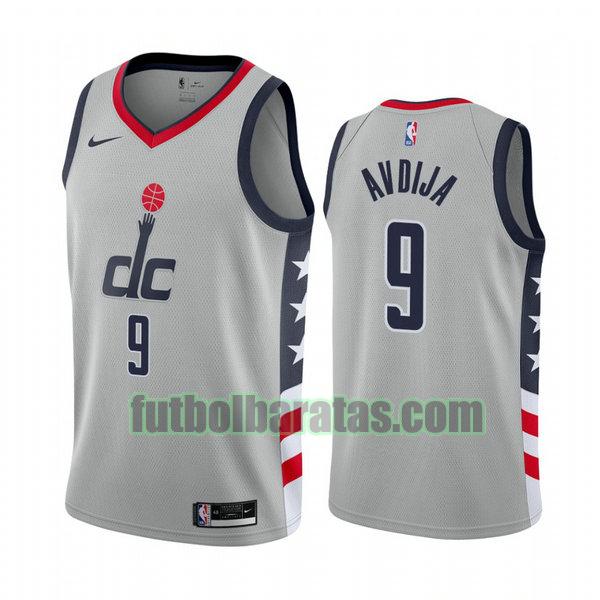 camiseta 2021 deni avdija 9 washington wizards gris hombre