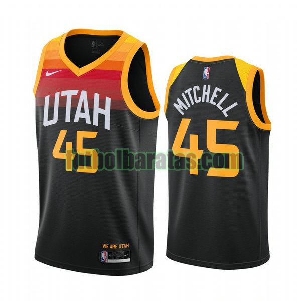 camiseta 2021 donovan mitchell 45 utah jazz negro hombre