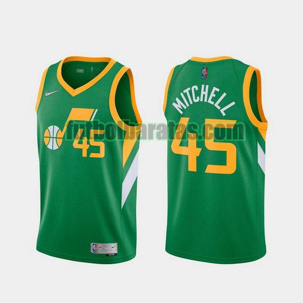 camiseta 2021 donovan mitchell 45 utah jazz verde hombre