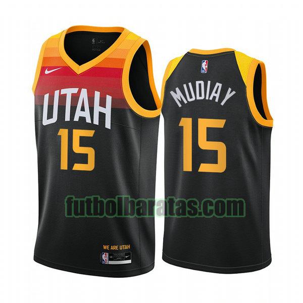 camiseta 2021 emmanuel mudiay 15 utah jazz negro hombre