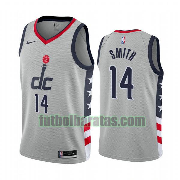 camiseta 2021 ish smith 14 washington wizards gris hombre