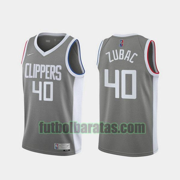 camiseta 2021 ivica zubac 40 los angeles clippers gris hombre