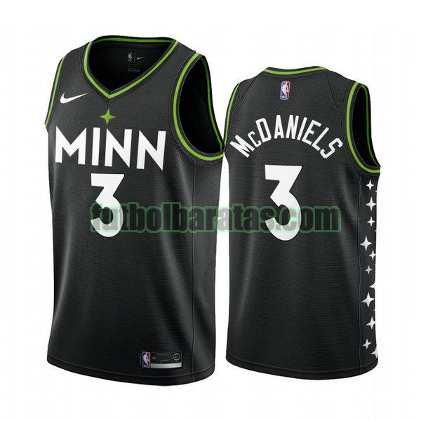 camiseta 2021 jaden mcdaniels 3 minnesota timberwolves negro hombre