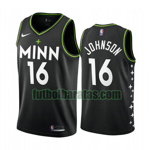 camiseta 2021 james johnson 16 minnesota timberwolves negro hombre