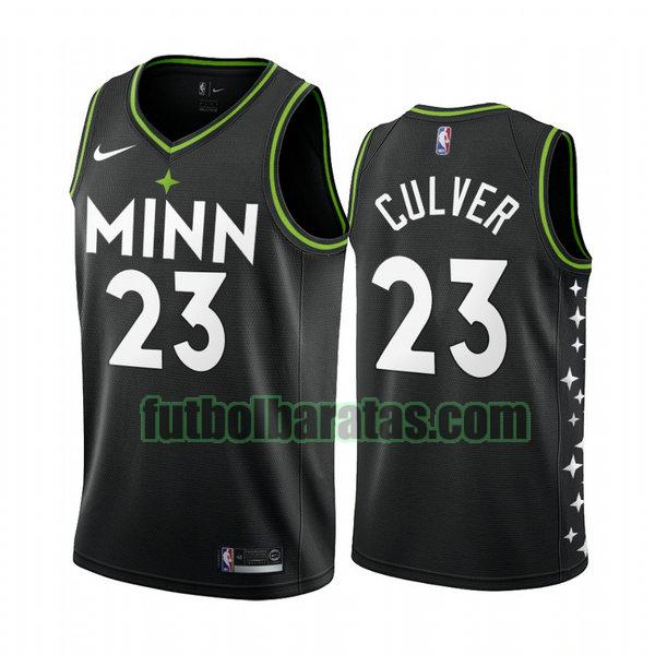 camiseta 2021 jarrett culver 23 minnesota timberwolves negro hombre