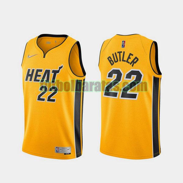 camiseta 2021 jimmy butler 22 miami heat amarillo hombre