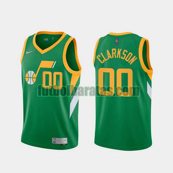 camiseta 2021 jordan clarkson 0 utah jazz verde hombre