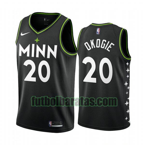 camiseta 2021 josh okogie 20 minnesota timberwolves negro hombre