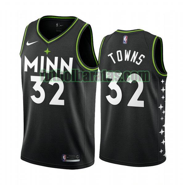 camiseta 2021 karl-anthony towns 32 minnesota timberwolves negro hombre