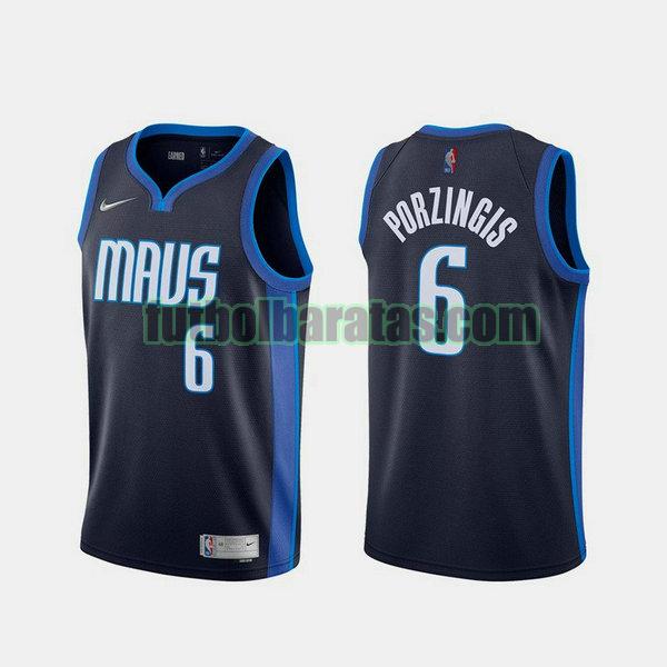 camiseta 2021 kristaps porzingis 6 dallas mavericks azul hombre