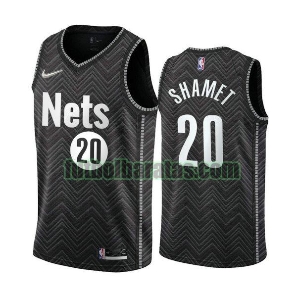 camiseta 2021 landry shamet 20 brooklyn nets negro hombre