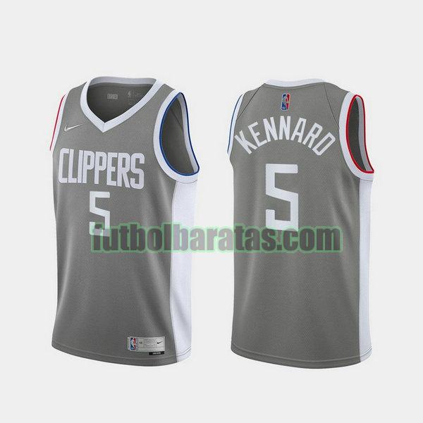 camiseta 2021 luke kennard 5 los angeles clippers gris hombre