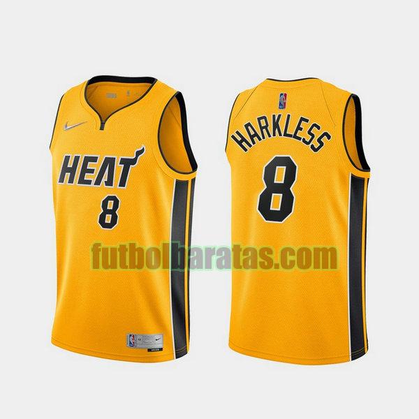 camiseta 2021 maurice harkless 8 miami heat amarillo hombre